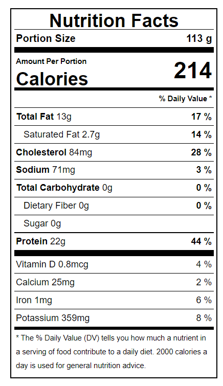 Nutrition label