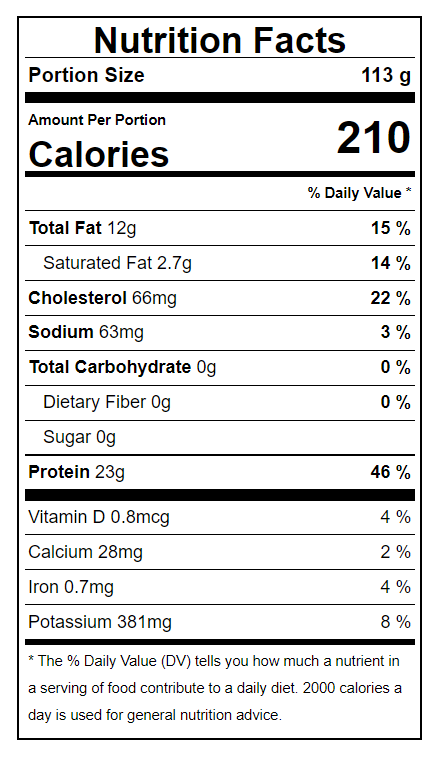 Nutrition label