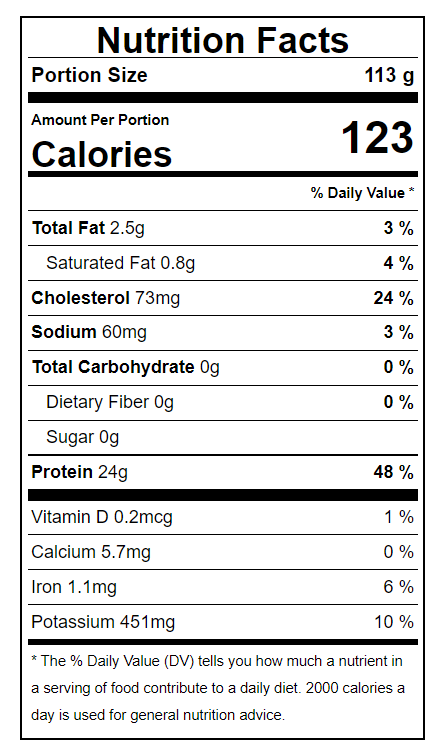 Nutrition label