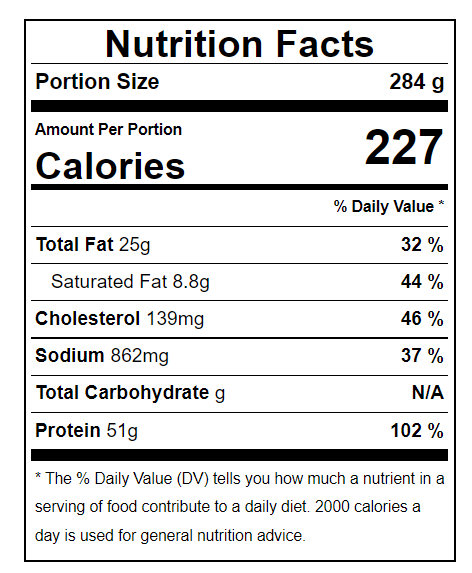 Nutrition label