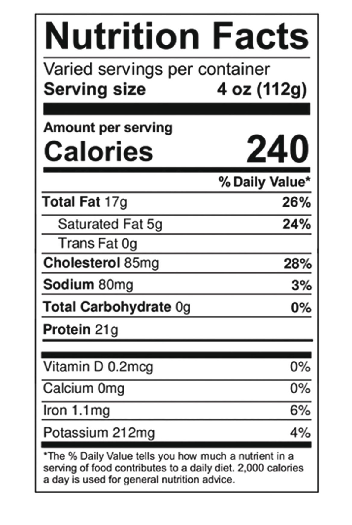 Nutrition label