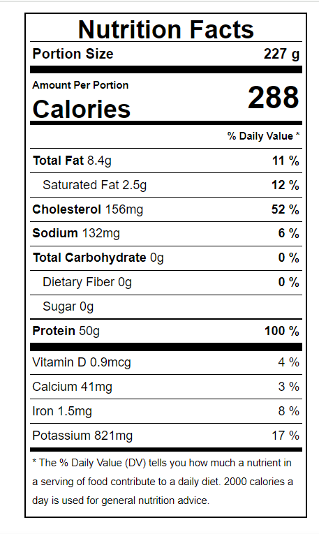 Nutrition label