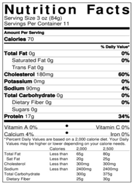 Nutrition label