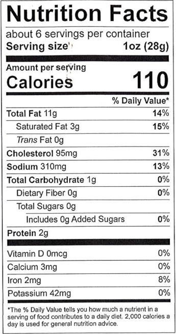 Nutrition label