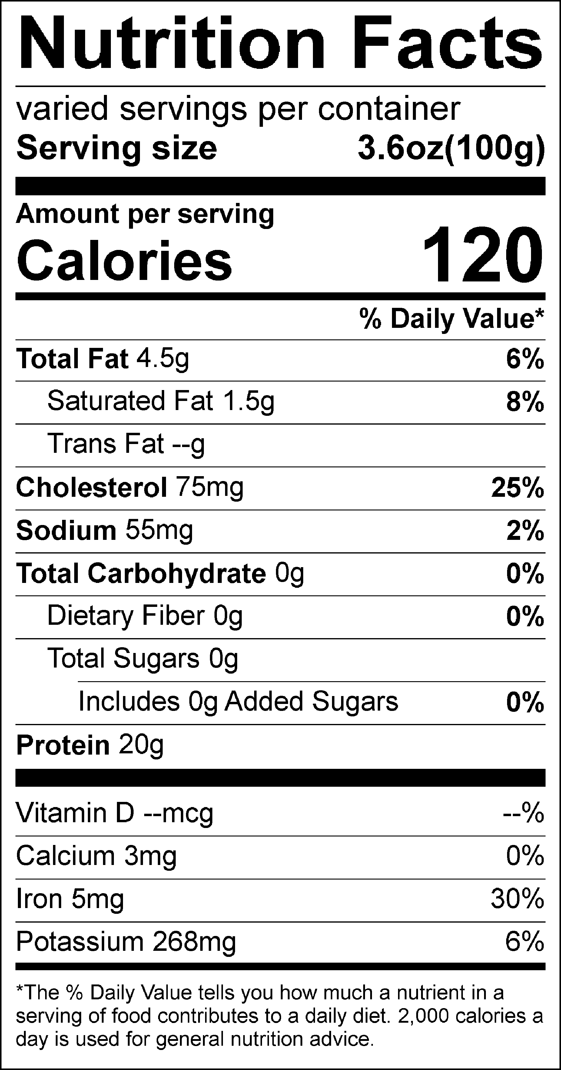 Nutrition label