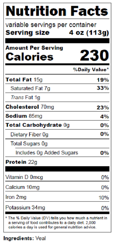 Nutrition label