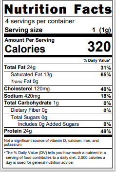 Nutrition label