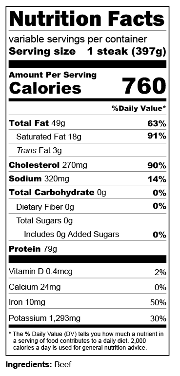 Nutrition label