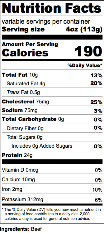 Nutrition label