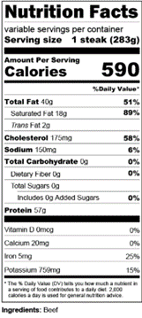 Nutrition label