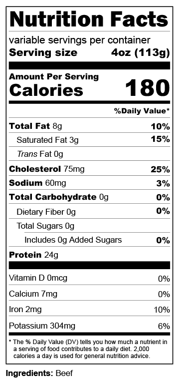 Nutrition label