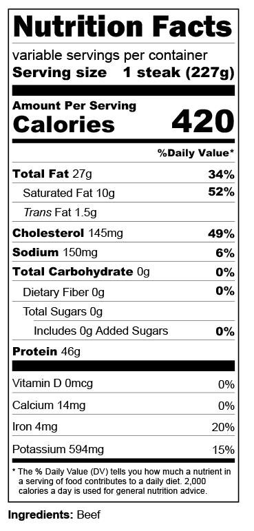 Nutrition label