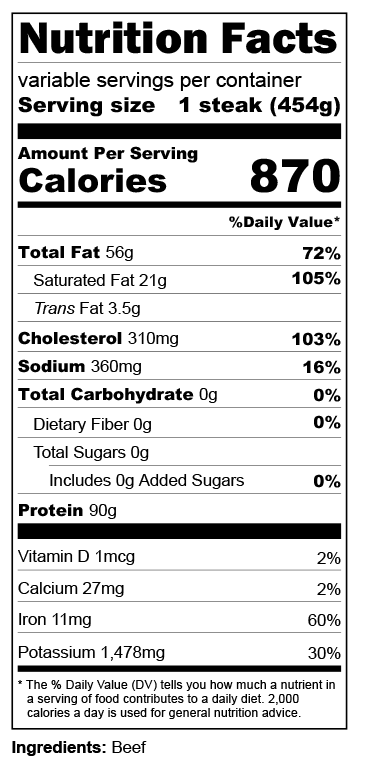 Nutrition label