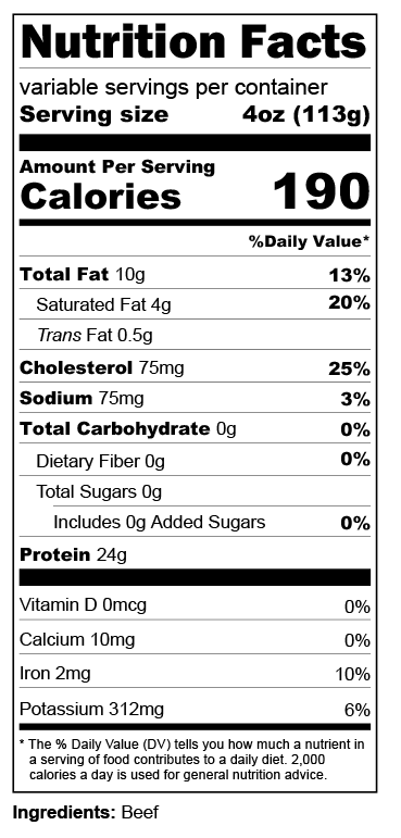 Nutrition label