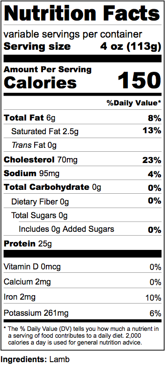 Nutrition label