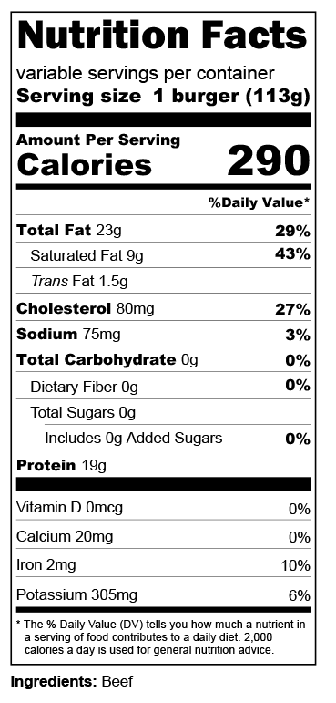 Nutrition label