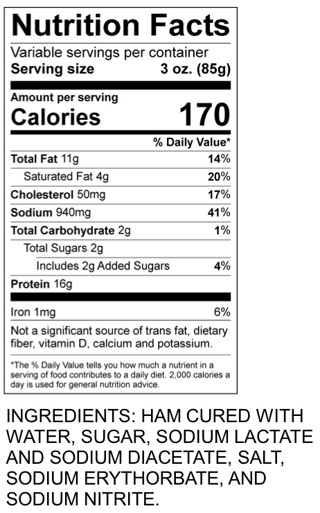 Nutrition label