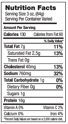 Nutrition label