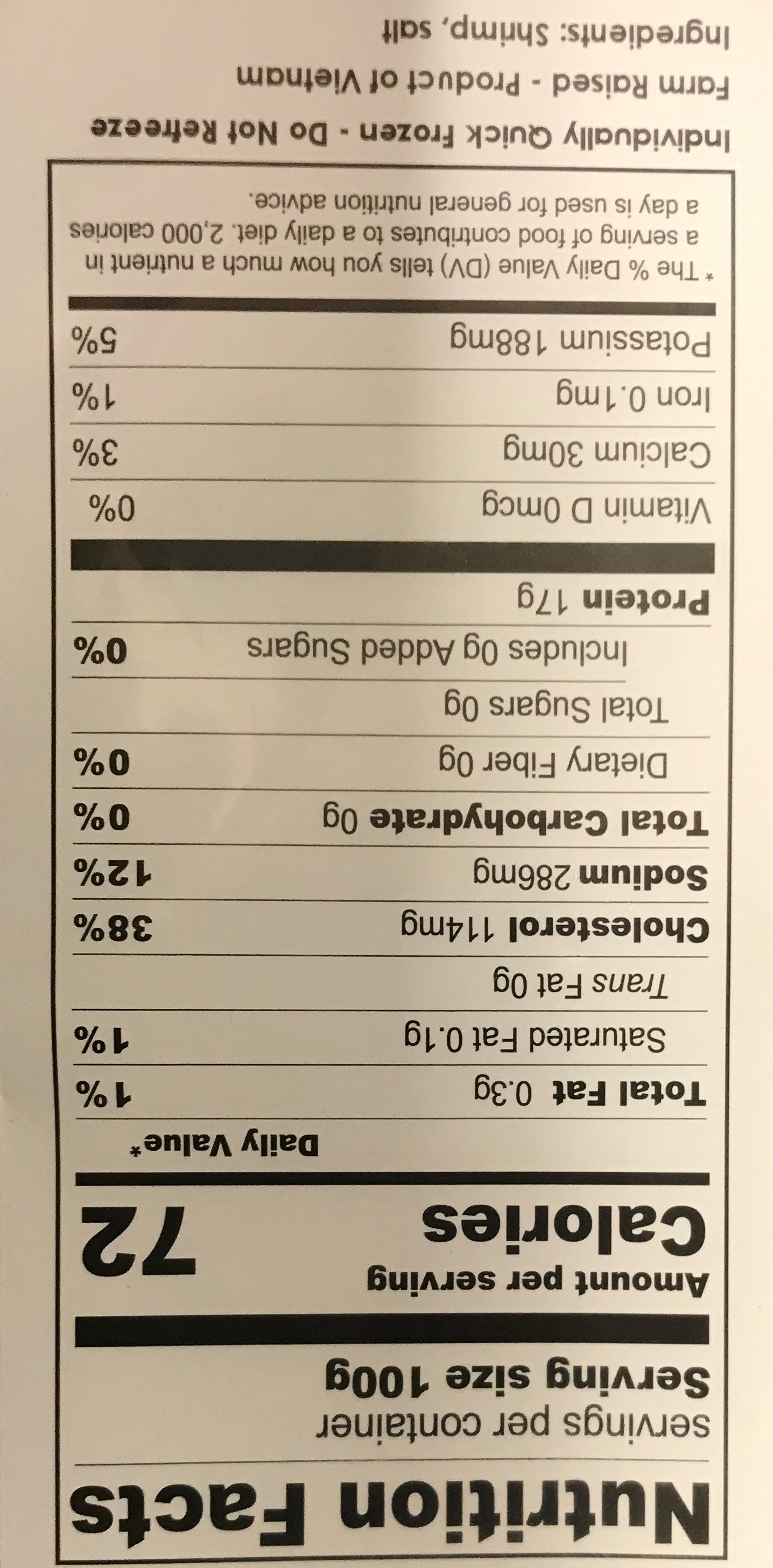 Nutrition label