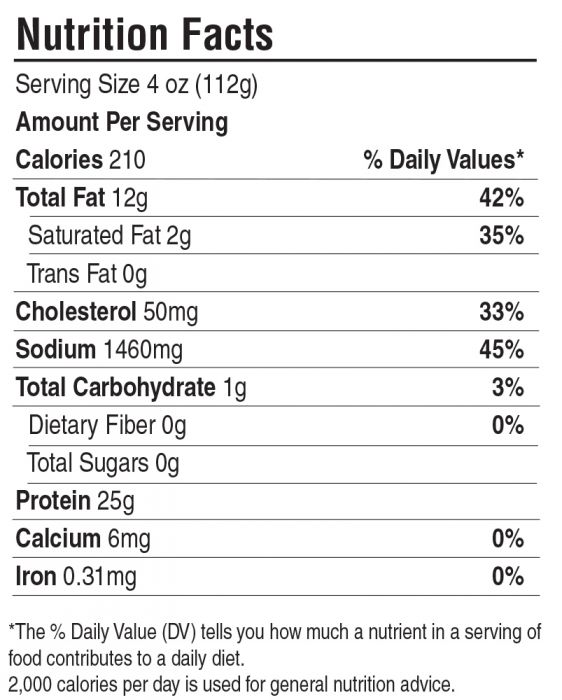 Nutrition label